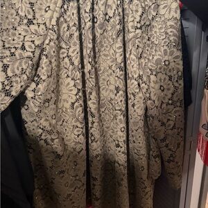 Michael Kors Floral Lace Mini Dress in Black and Cream